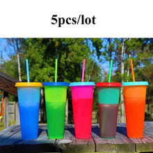 Load image into Gallery viewer, Reusable Plastic Water Bottle Temperature Color Changing Cold Cup Magic Tumbler Personalized Father's Gift Bulk