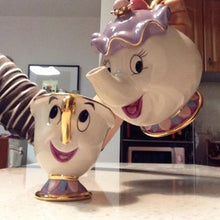 Load image into Gallery viewer, Cartoon Beauty And The Beast Teapot Mug Mrs Potts Chip Tea Pot Cup Set Cogsworth Porcelain Gift 18K Gold-plated Painted Enamel
