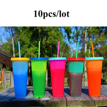 Load image into Gallery viewer, Reusable Plastic Water Bottle Temperature Color Changing Cold Cup Magic Tumbler Personalized Father's Gift Bulk
